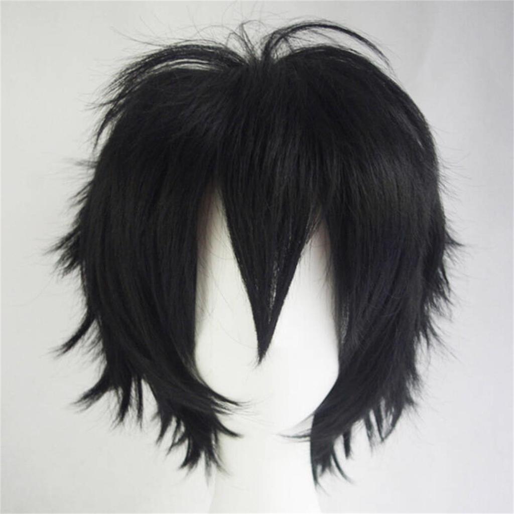 Black Universal Short Curly Hair Synthetic Wig for Anime Cosplay Color Changeable Character Wig Heat Stylish And Cuttable