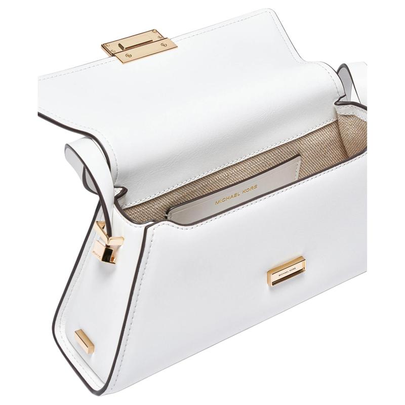 MICHAEL KORS Ludlow Ludlow gold hardware snap fastening cowhide leather shoulder bag medium women's white