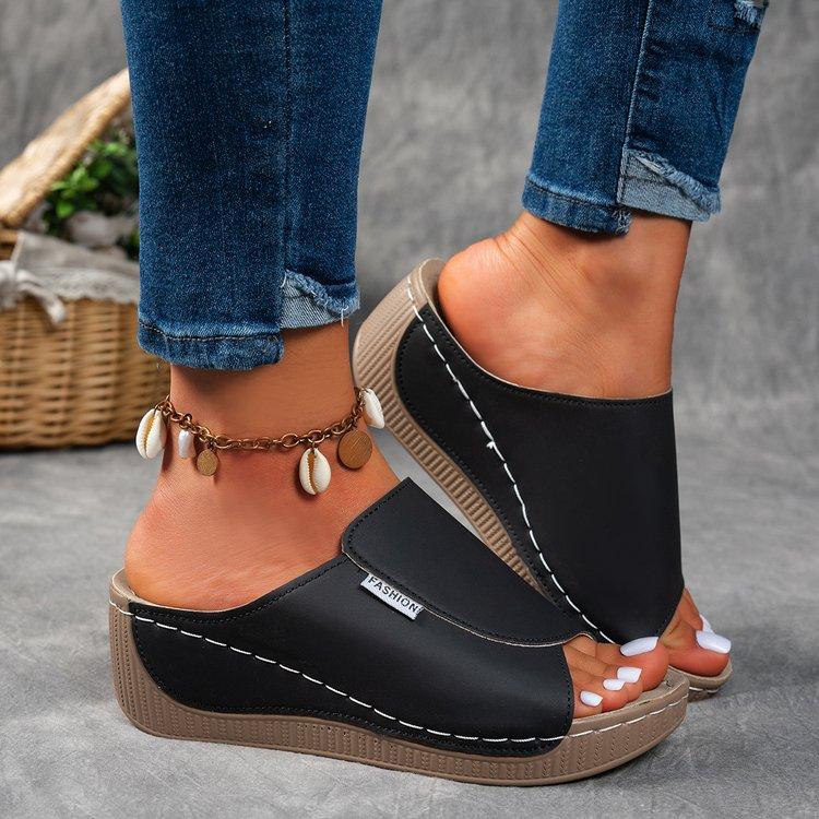 Fashion 2025 New Women Wedge Slippers Summer Fashion Slippers Open Toe Breathable Sandals Comfortable Buckle Woman Shoes Slides Women