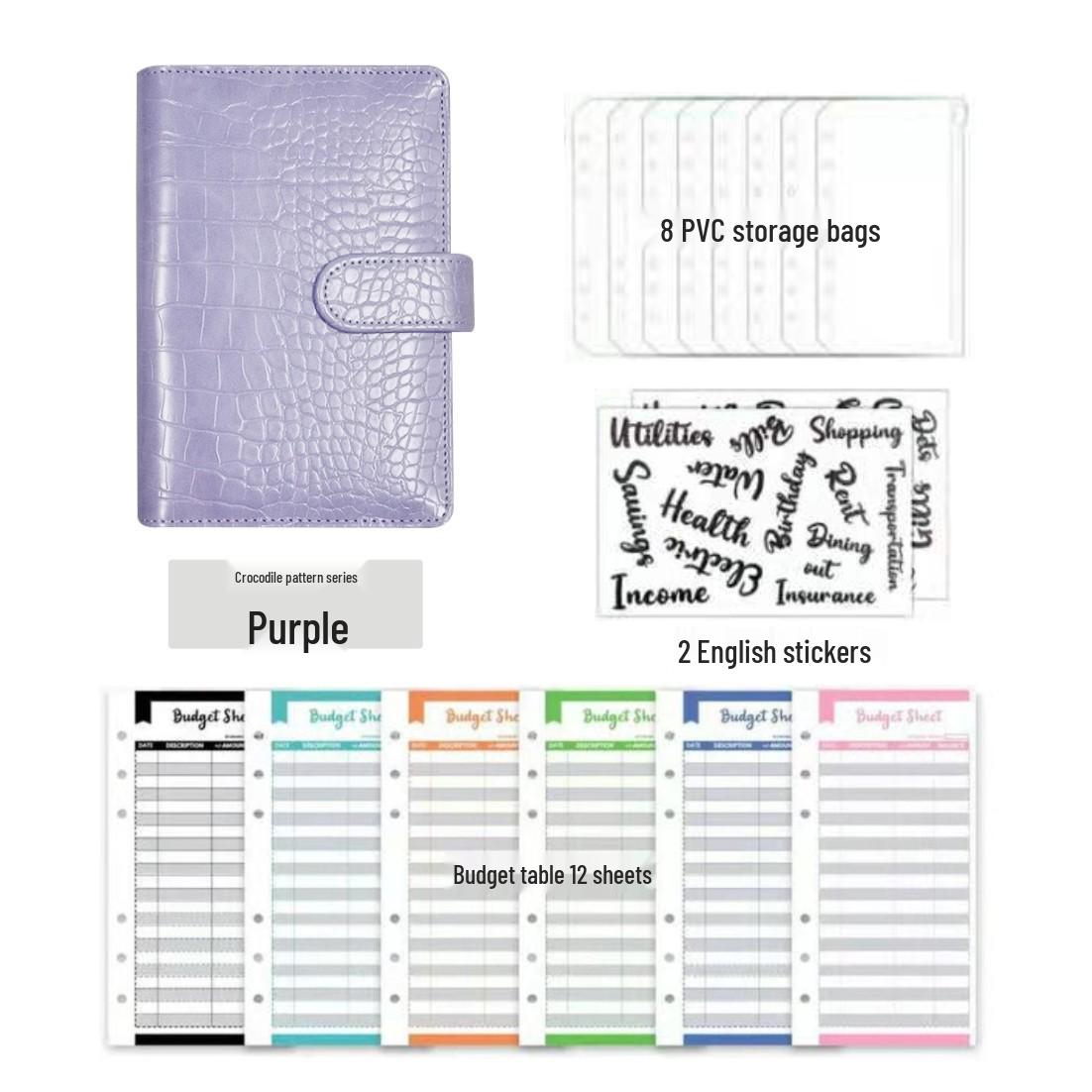 

Блокнот-планировщик A5/A6 с узором крокодиловой кожи, карманом на молнии и кольцевым механизмом A6