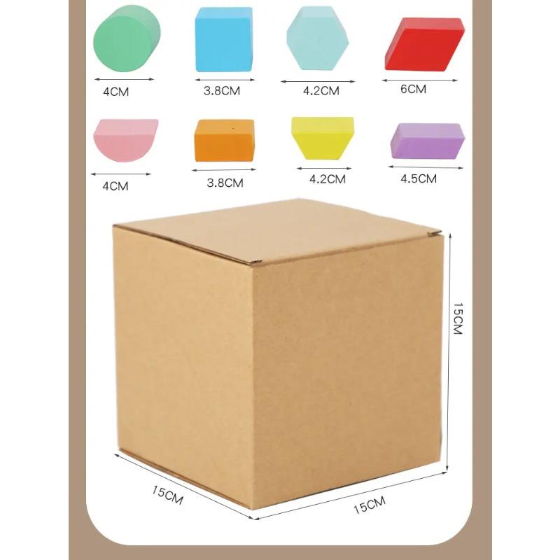 Montessori Intelligence Matching Box Geometric Shapes 3D Puzzle Early Education Three-Dimensional Wooden Paired Building Block