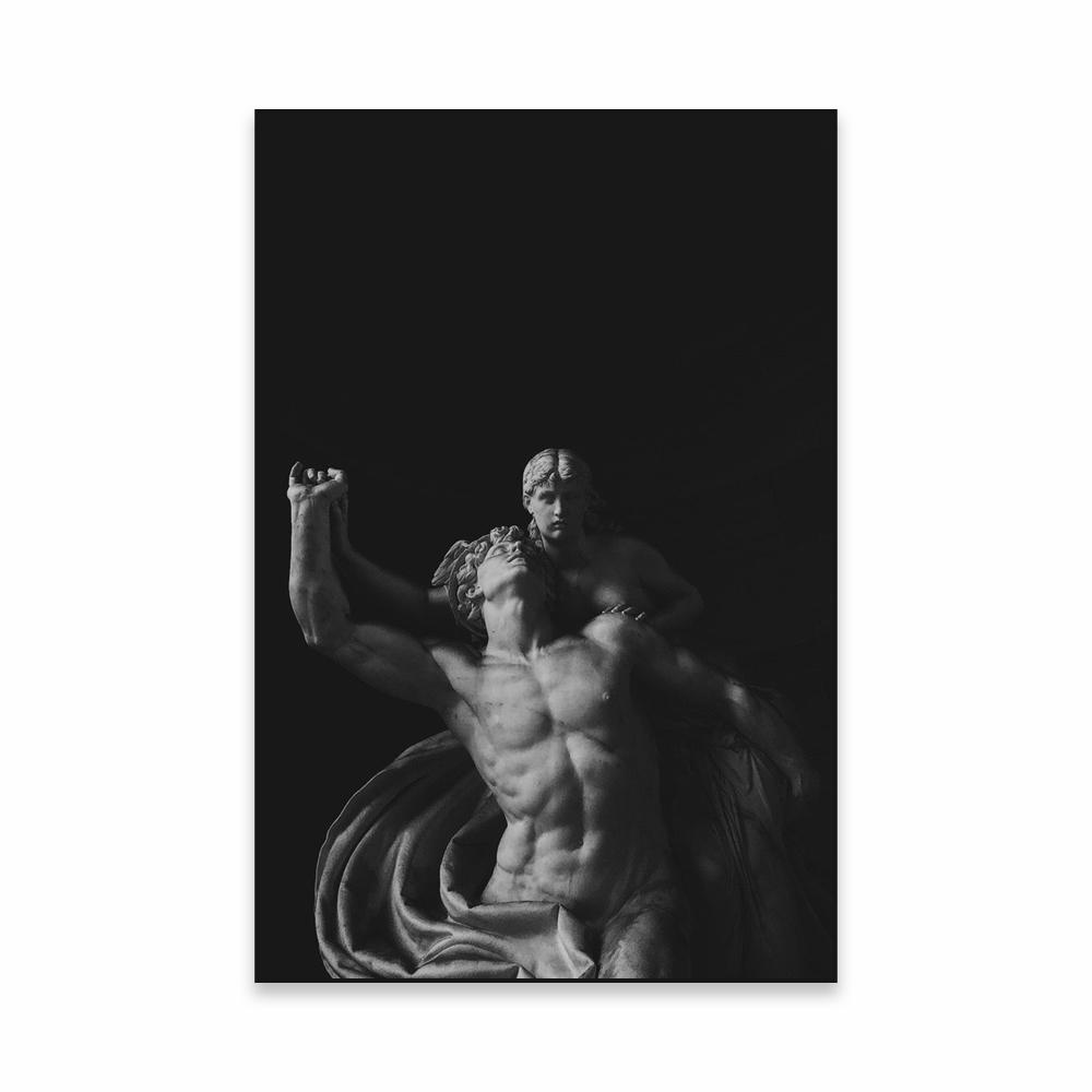 Perseus with the Head of Medusa Poster Black and White Ancient Greek God Wall Art Prints Canvas Painting Home Room Decoration