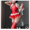 New Year's Red New Sexy Lingerie Uniform Temptation Christmas Elk Plush Sexy One-Piece Net Suit