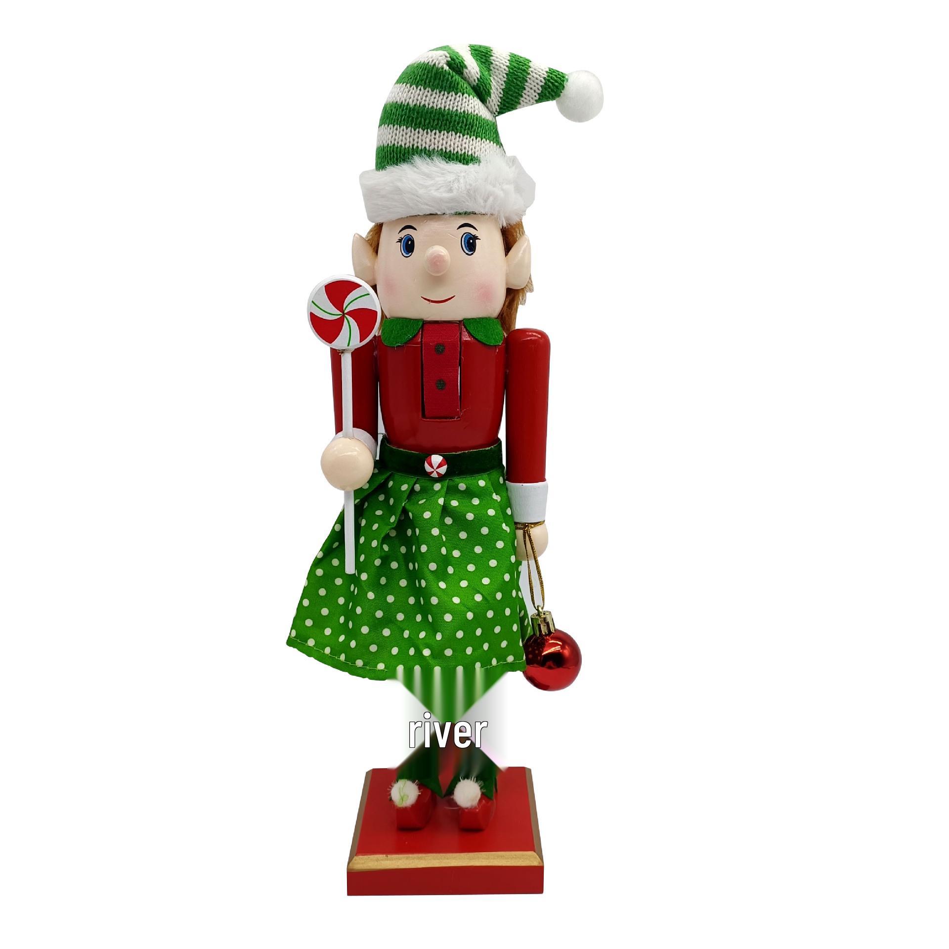 Christmas Nutcracker Soldier & Elf Ornaments - Wooden Figurine Decor 36 CM
