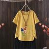 Women's Fashion Flower Prined Summer Casual Loose Short Sleeve T-shirt Summer Blouse Tops
