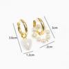 Romantic Temperament Imitation Pearl Beaded Asymmetric Heart-shaped Pendant Hoop Earrings for Women Korean Designer Jewelry Gift
