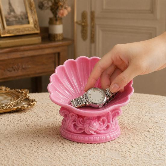Yangyizhi 3D Printed Shell Jewelry Tray, Vintage Earrings Necklaces Rings Bracelets Dish, Decorative Keys Trinkets Holder Organizer Bowl