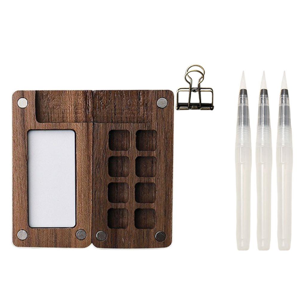 

Mini Watercolor Paint Set Portable Pocket Artist Travel Art Painting Kit with Clip New Wooden 8_15 Grid Box Miniature Color Set