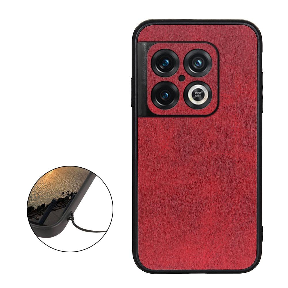 

For OnePlus 10 Pro Textured PU Leather+TPU+PC Back Cover Anti-scratch Mobile Phone Case Red