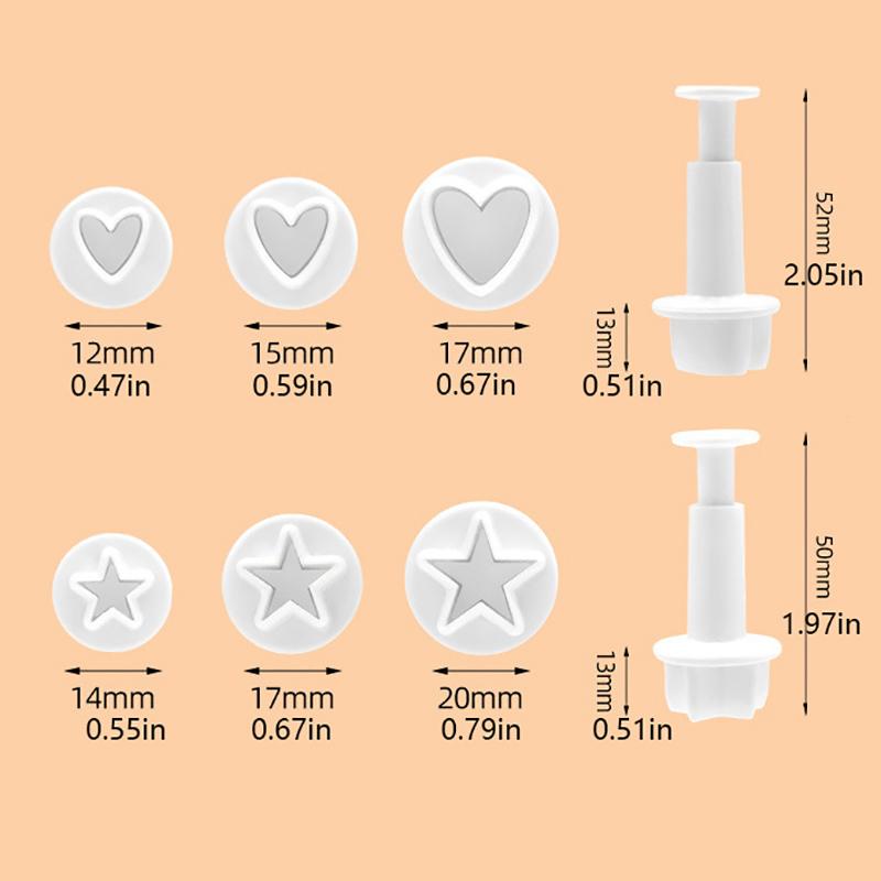 3/4Pcs Plum Flower Pentagram Love Heart Cake Plunger Fondant Cookie Cutter Mold Baking Decorating Biscuit Stamps Kitchen Tools