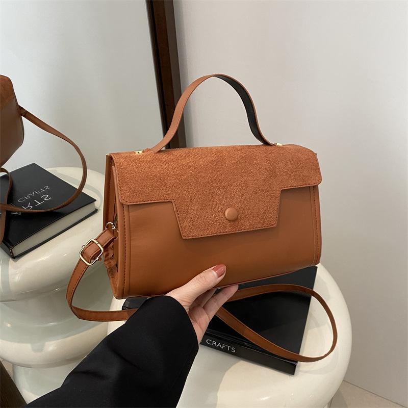 Retro Matte Handbag  New Spring Fashion Solid-color Shoulder Bag  Patchwork Handbag  Textured Crossbody Bag