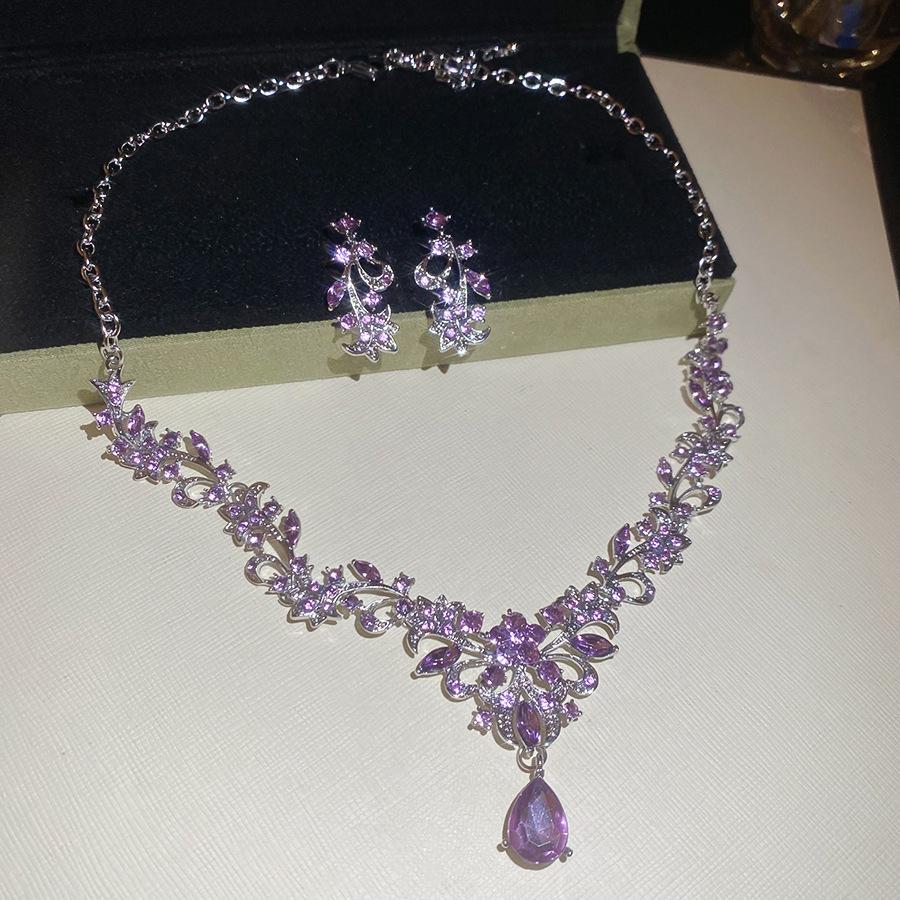 

Корейские серьги-подвески в виде капель воды со стразами и набор цепочки для ключиц: Универсальные, Роскошные Украшения