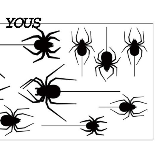 Halloween Glass Cling Spider Static Window Cling, Black Silhouette Wall Sticker, No Residue Self-Adhesive Clings Spooky Decal, Decor for