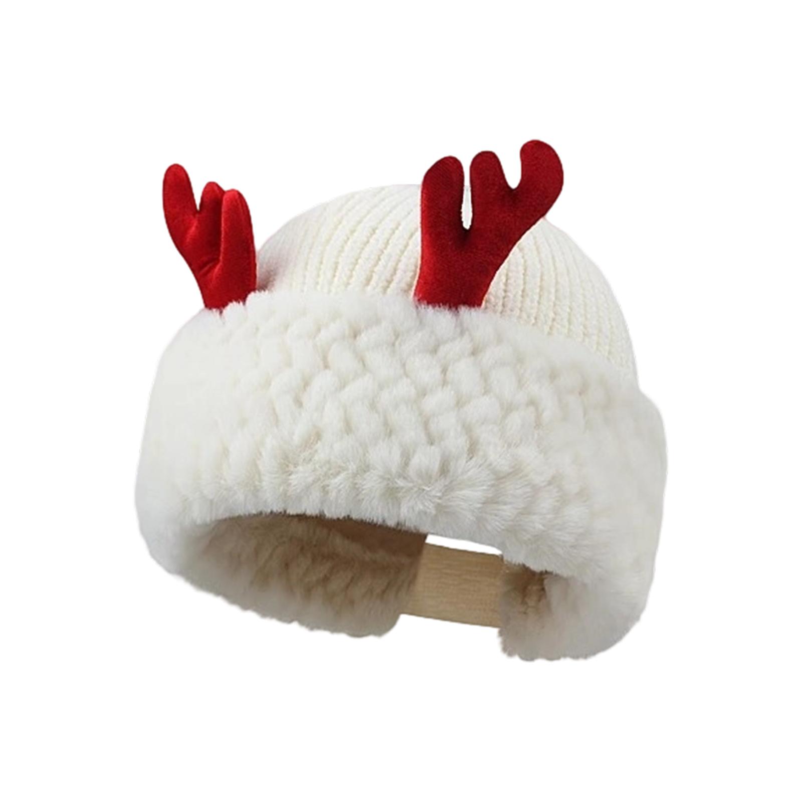 

Рождественская шапка Вязаная шерстяная шапка Подходит для рождественской вечеринки Домашний фестиваль Реквизит для одежды Рождественская шапка One Size белый