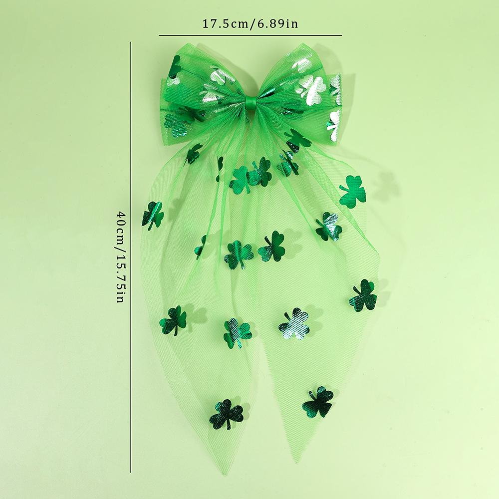 Tulle Bows Hair Barrettes For Women Cloverleaf Long Streamers Clip New Arrival Fresh Green Daily/party Girl Headwear Accessories