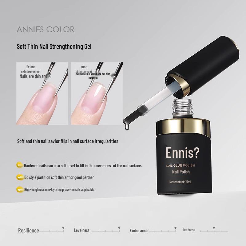 

Гель-лак Enniess: Укрепляющая база/топ с высококачественным выравниванием и клеем для типсов.