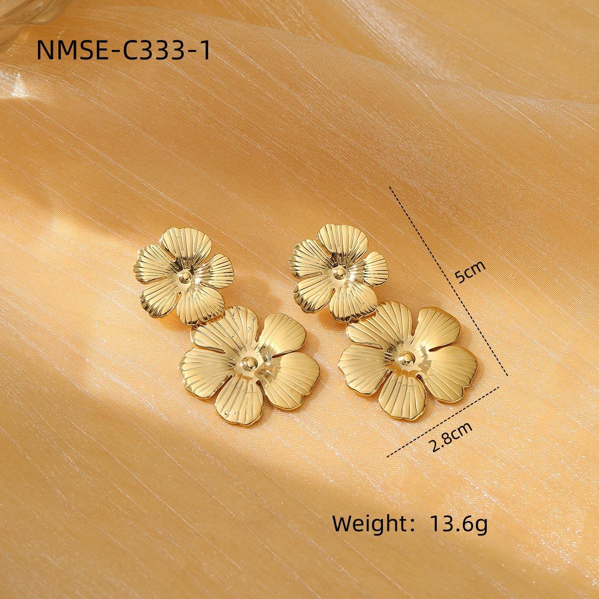 GEMCHIC Women s Hollow Flower Stainless Steel Earrings 18K Gold Plated Fashion Studs