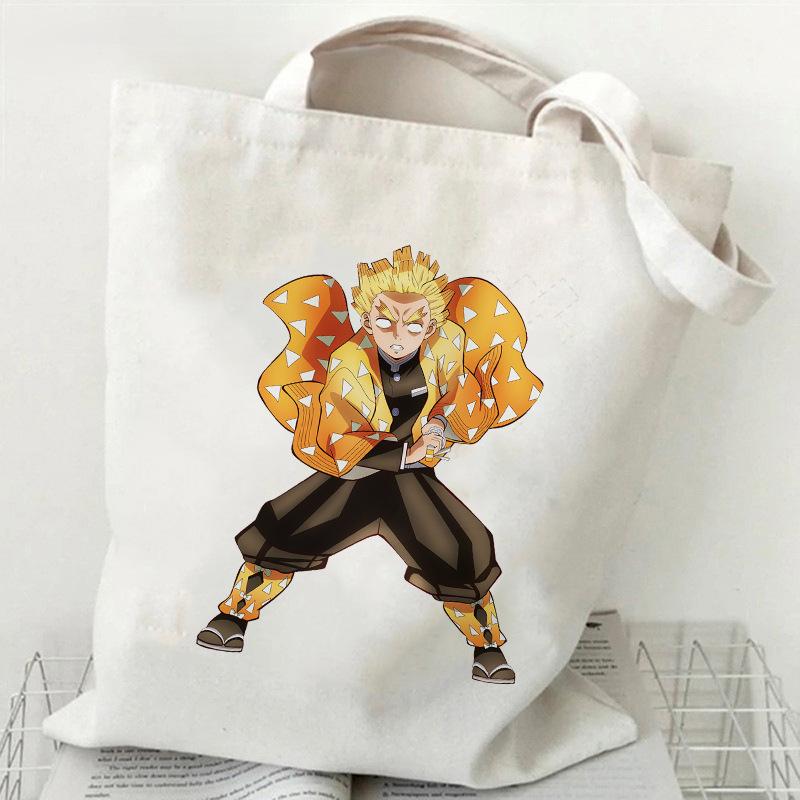 Japan Cartoon Comics Zenitsu Agatsuma Bedruckte Canvas-Tasche Große Kapazität Pendler-Tragetasche Lässige Umhängetasche für Damen 7563