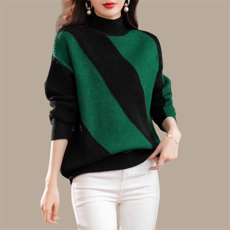 

Warm Knitted Sweater for Women Winter Autumn Thickened Pullover Long Sleeve Slim Fit Short Tight Jumper Tops Large Size XXL зелений
