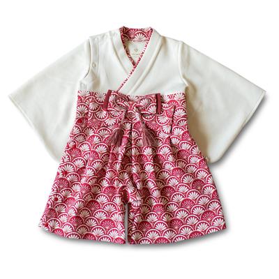 Mocmof Baby Hakama Strampler, Kurzarm Kimono für Mädchen, Offene Vorderseite, Rot, Größe 80, 622-356609