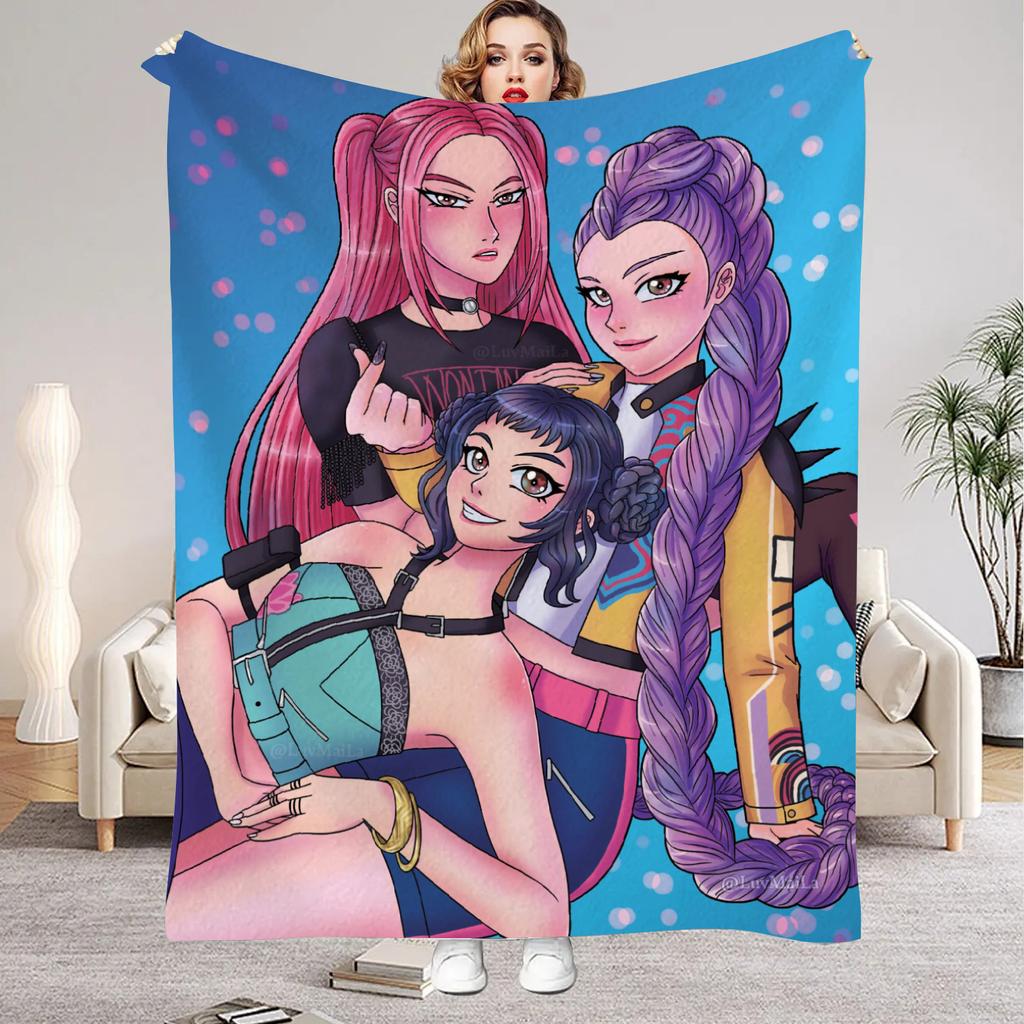 Punk Huntrix Blankets K pop Demon Hunters Zoey Rumi Mira Soft Warm Throw Blanket Kids Living Room Couch Sofa Bed Christmas Gifts