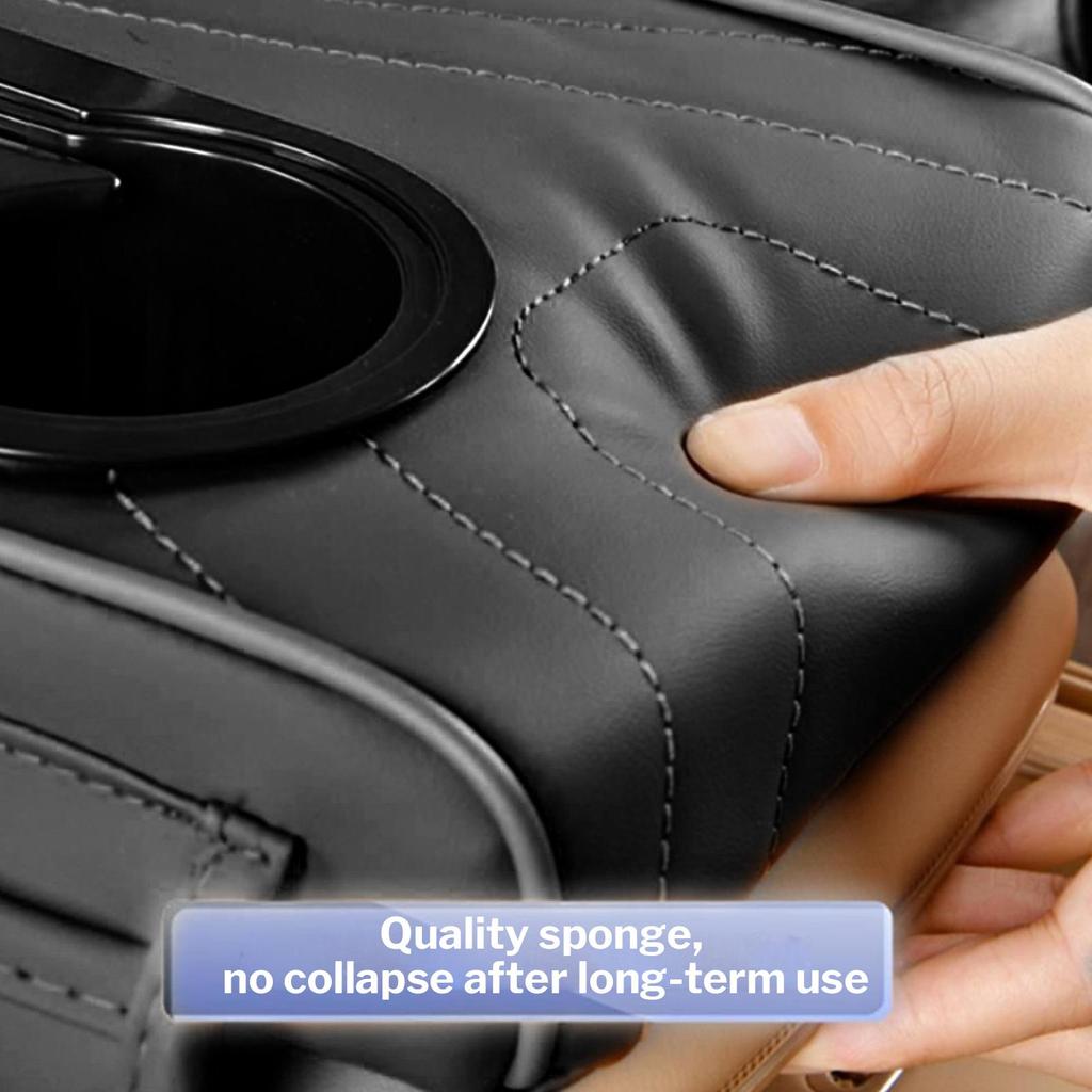 Car Center Console Cushion Pad Car Armrest Heightening Pad With Tissue Box 2 Cup Holder For Women Driver Automotive Interior