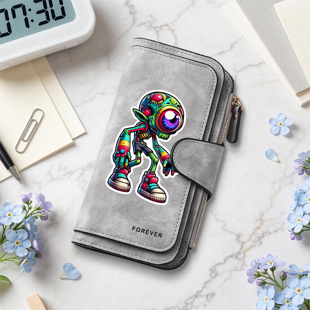 Cool Alien Print Long Wallet Fashion Casual Card Holder Portable Practical Daily Purse