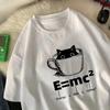 A Cup of Kitten Is Equivalent To A Latte Women TShirts Cartoons Prints Tops Soft ONeck T Shirt Summer Clothes Graphic T Shirts