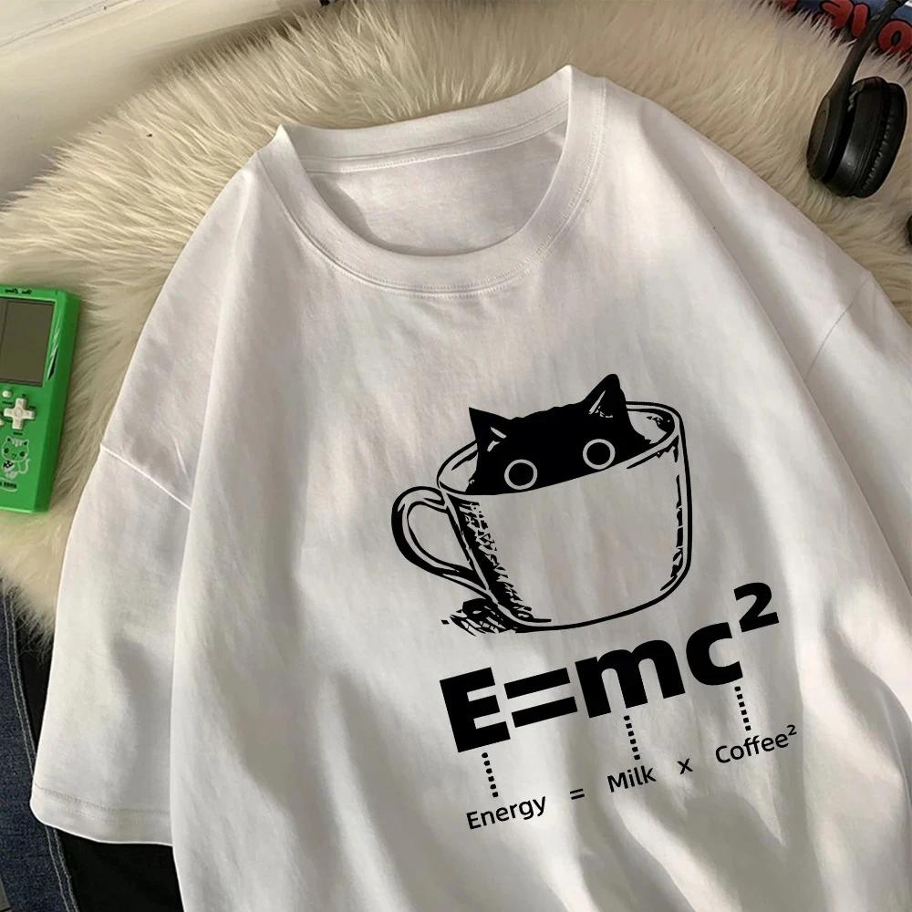 A Cup of Kitten Is Equivalent To A Latte Women TShirts Cartoons Prints Tops Soft ONeck T Shirt Summer Clothes Graphic T Shirts