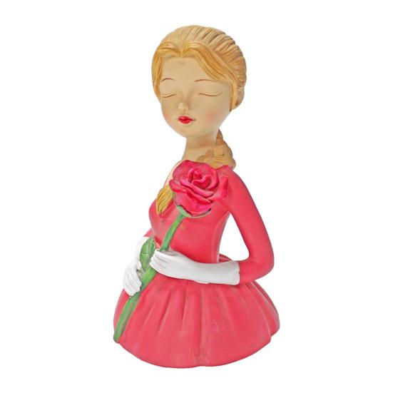 

Девушка держит розы статуэтка ручной работы из смолы девушка цветок настольная статуэтка для домашнего офиса стол центральное украшение красный