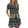 2026 New Women Dress Black A-Line Vintage Print Dress Plus Size Summer Short Sleeve Loose Casual Woman Mini Dresses