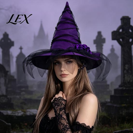 Decorative Floral Hat for Masquerade Halloween Witch Women, Gothic Mesh Rose Flower Vintage Wizard Costume, Cosplay Party Adjustable Headwear Women