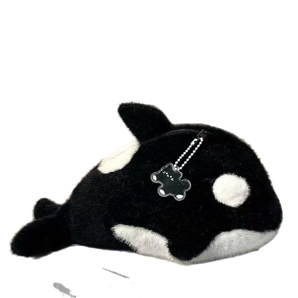 Killer whale pencil case cute plush stationery storage bag large capacity student stationery box