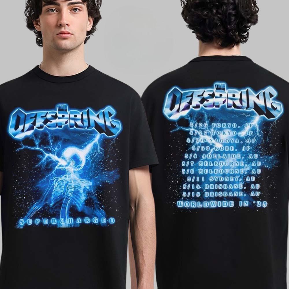 Hot The Offspring Supercharged Worldwide in 2025 Merch Japan and Australia Tour Dates Two Sided Unisex T-Shirt