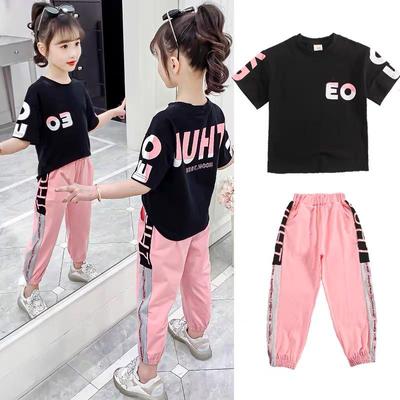 2PCS Children Clothing Set Spring Summer Girls Suits Casual Short Sleeve Tops + Pants Clothing Set
