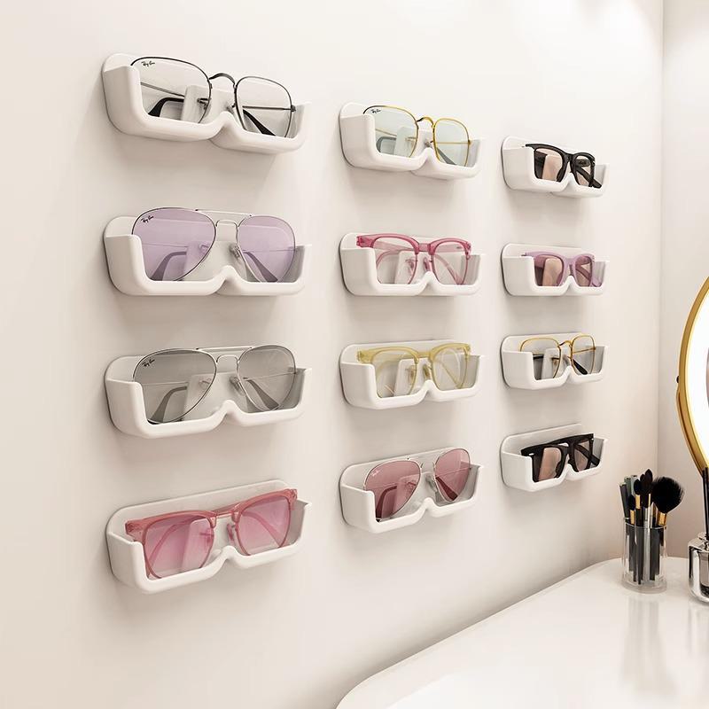 Wall-Mounted Punch-Free Glasses Storage Rack for Bathroom/Bedside