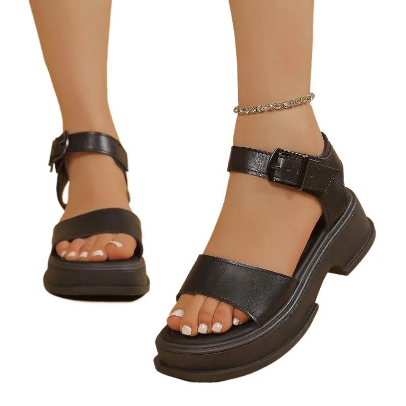 Fashion 2025 Summer New Women's Platform Rome Sandals Adjustable Buckle Straps Outdoor Minimalist Casual Shoes for Daily Wear Plus Size