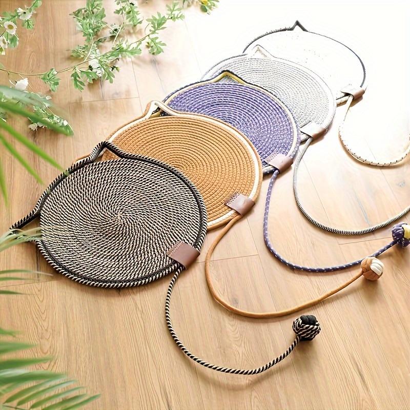 Tampă interactivă pentru zgâriat pisici cu frânghie țesătă și minge de jucărie