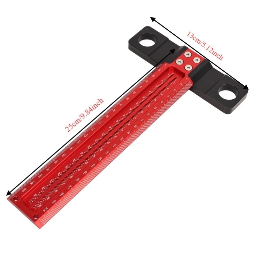 Red Black T Square Clear Scale Precision Measuring Tool Convenient Layout Scriber Tool Woodworking