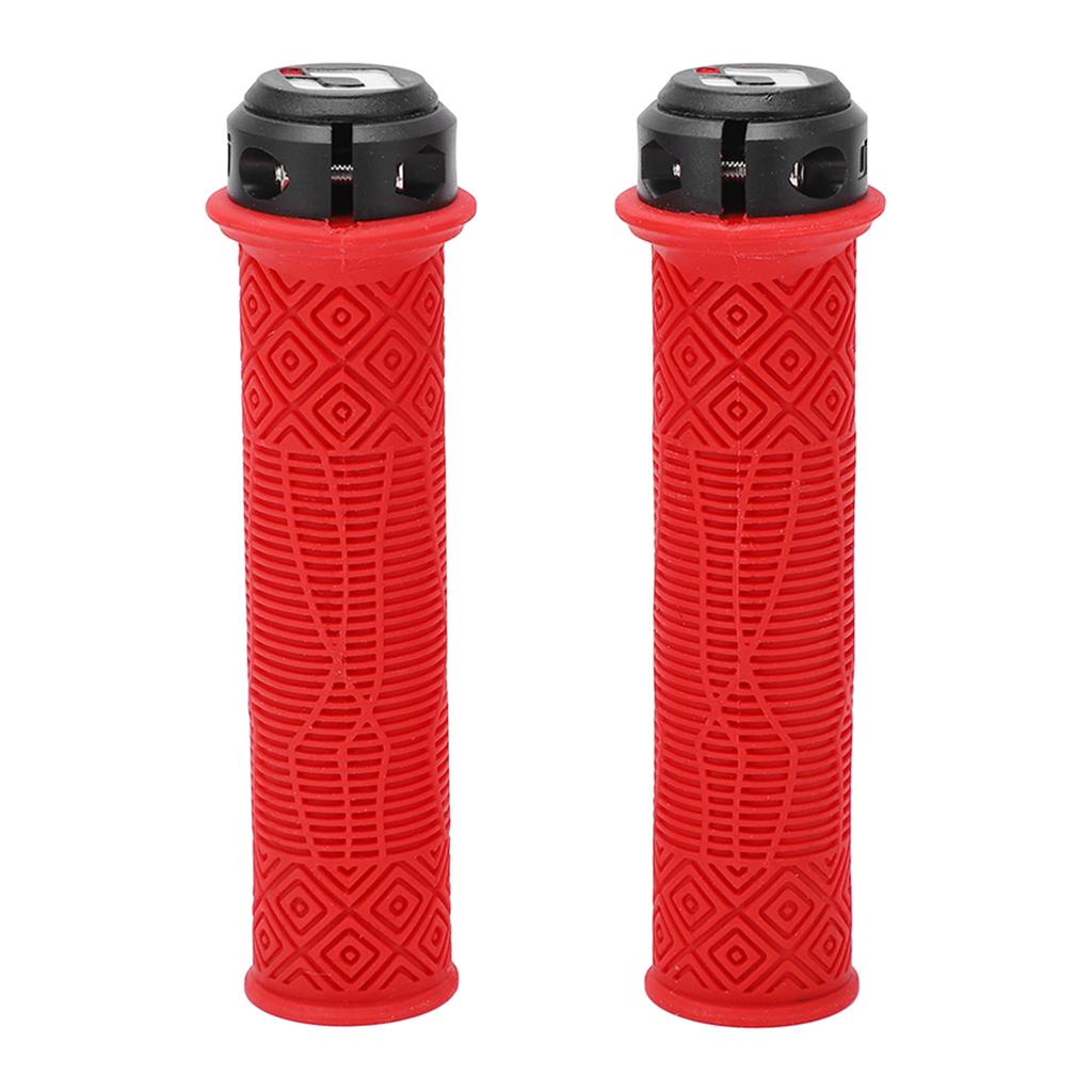 2Pcs Bike Handle Grip Rubber Anti Slip Wear Resistant Ergonomic Hollow Design Bike Handlebar Grips Cover Red