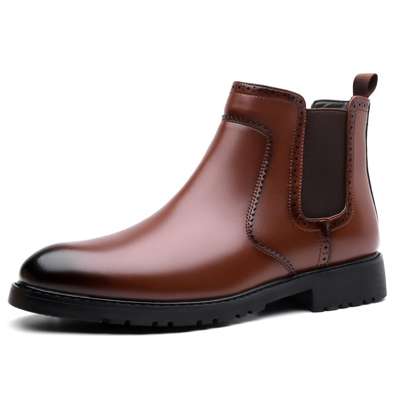 Men's Classic Retro Chelsea Boots Mens Fashion Leather Ankle Boots Men British Style Short Boots High-top Men Casual Shoes