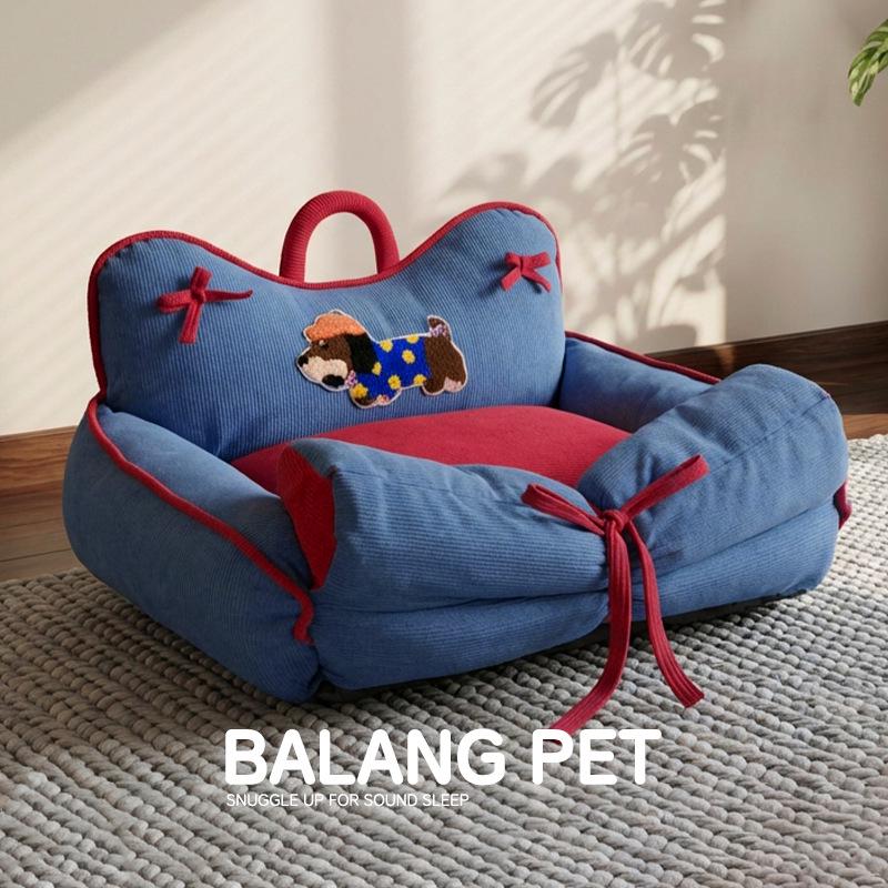 Winter Cartoon Sofa Bed: Washable Sleep Mat for Small Dogs & Cats