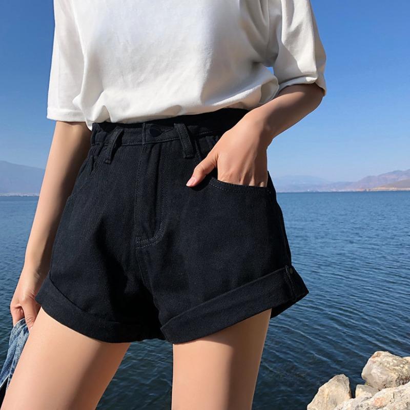 Summer New Vintage Plus Size Denim Shorts for Women Jeans Loose High Waist Wide Leg Shorts Woman Elegant Pockets Solid Casual Short Pants 24714