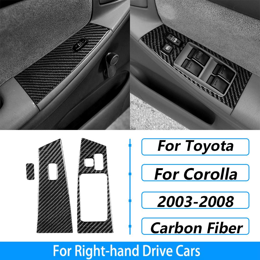 For Toyota Corolla 2003-2008 Carbon Fiber Central Control Gear Shift Air Vent AC CD Window Lift Trim Set Car Accessories Sticker