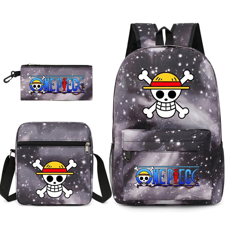 One Piece Large-capacity Student Backpack Three-piece Set 7526