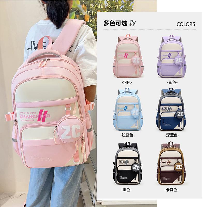 Schoolbag schoolbag female large-capacity primary and secondary school student backpack lightweight burden reduction high-value backpack Korea