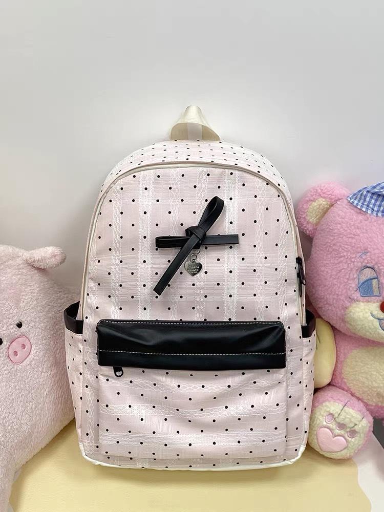 Schoolbag atmosphere Japanese schoolbag design college girl cute polka dot backpack junior high school new lace backpack women