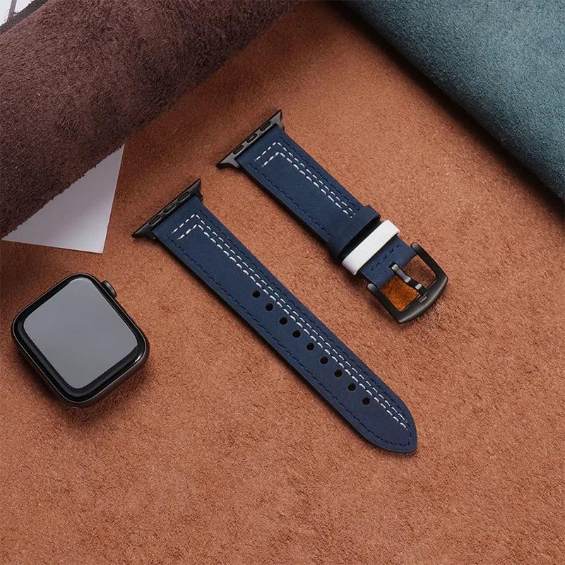 Genuine Leather loop strap For Apple watch Ultra 2 band 44mm 45mm 49mm 40mm 38/42mm 41mm bracelet iWatch series 9 8 7 3 4 5 6 se
