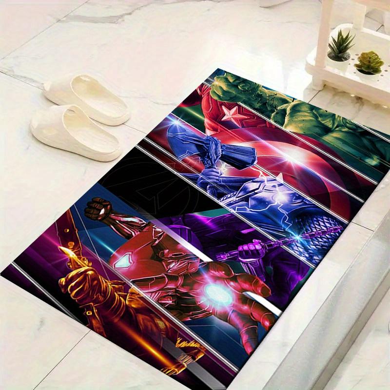 

1 шт. Коврик для пола Marvel Мстители Супергерои, Нескользящий коврик, Дизайн с персонажами мультфильмов, Мягкий велюр, Декор для комнаты, Моющийся 60cm by 90cm