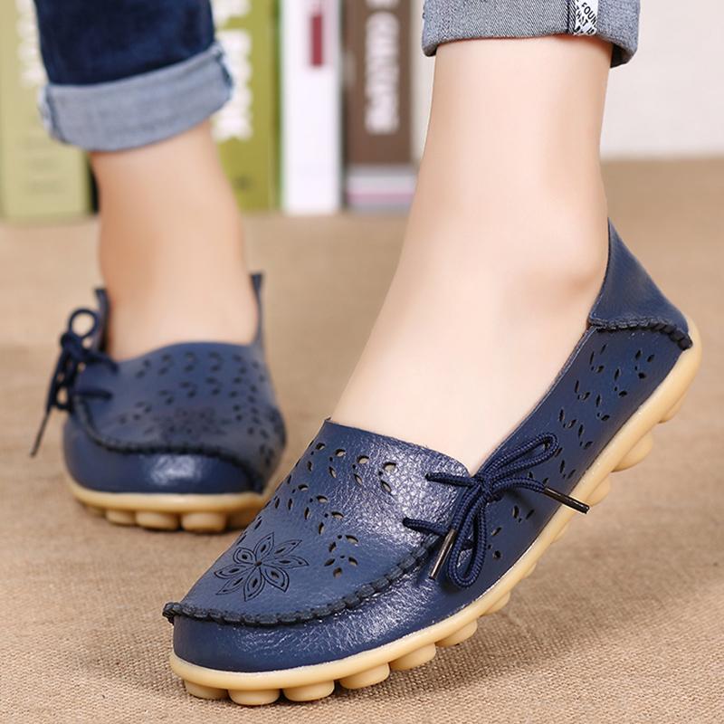 Women s Shoes Fashion Women Flats Genuine Leather Loafers Women s Moccasins Flats Ladies Shoes Female Slip On Ballet Flat Shoes 35